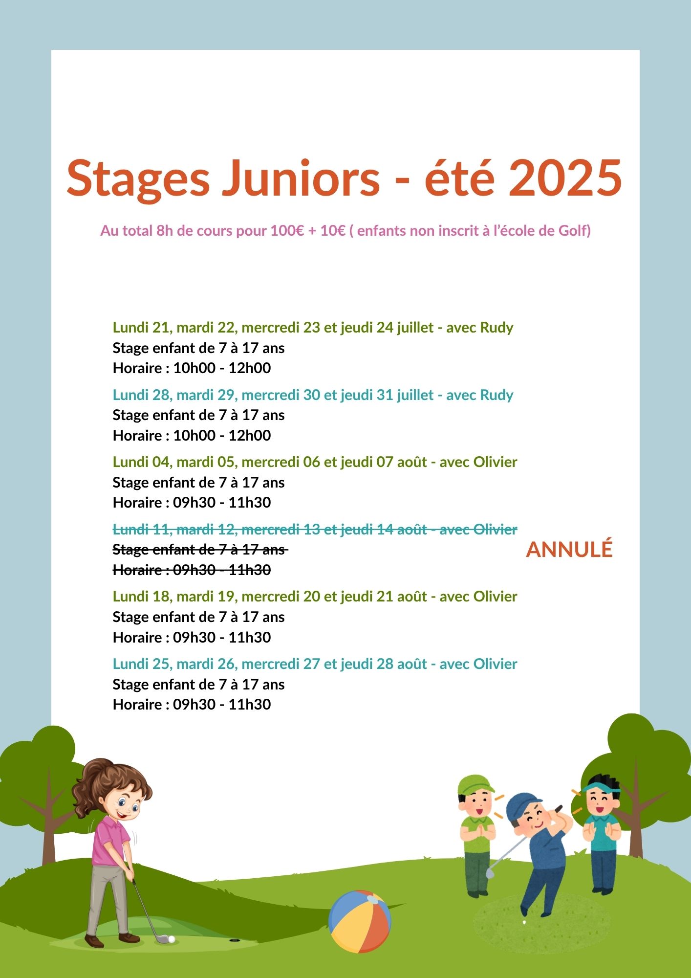 Stages Juniors - Vacances d'été 2025